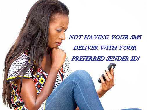 An unhappy expression due to delivered SMS without the preferred sender ID.
